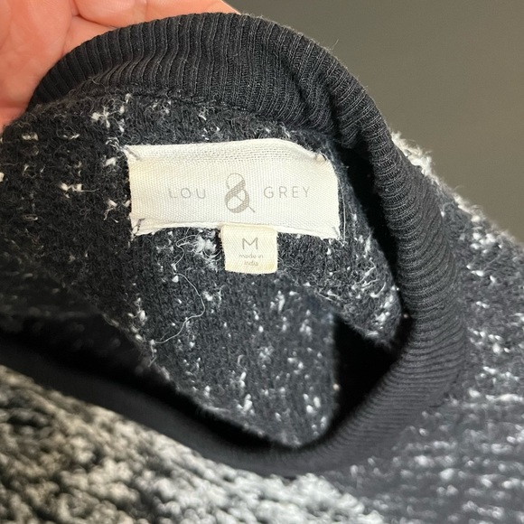 Lou & Grey Raglan Sleeve Grey and Black Sweater - Picture 7 of 11